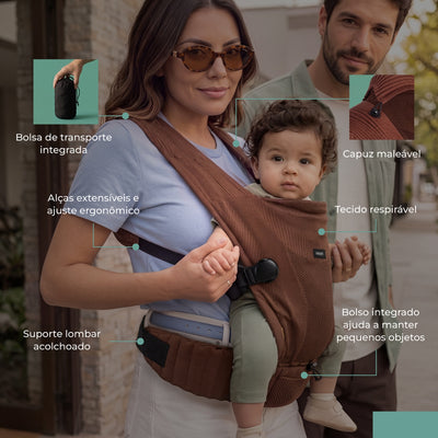 Canguru Infanti Panino Mocca - Fácil de vestir e ajustar 