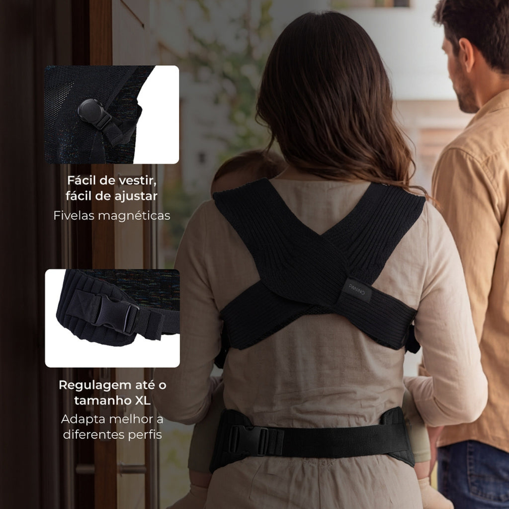 Canguru Infanti Panino Preto Joy - Fácil de vestir e ajustar 