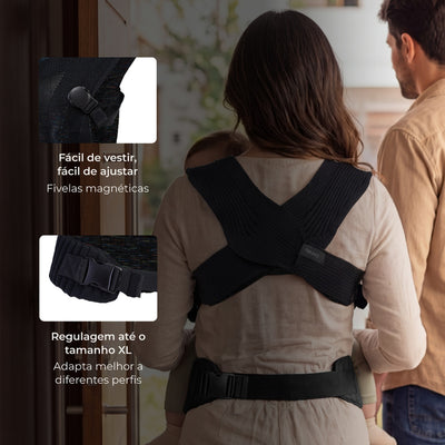 Canguru Infanti Panino Preto Joy - Ajuste que acompanha diferentes corpos