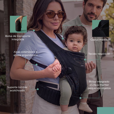 Canguru Infanti Panino Preto Joy - Fácil de vestir e ajustar 